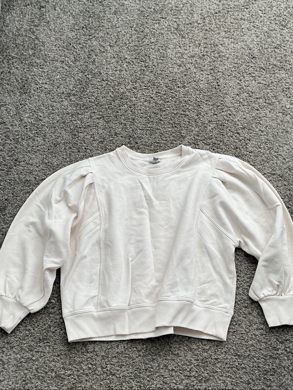 a new day White Puff Sleeve Crewneck Sweater